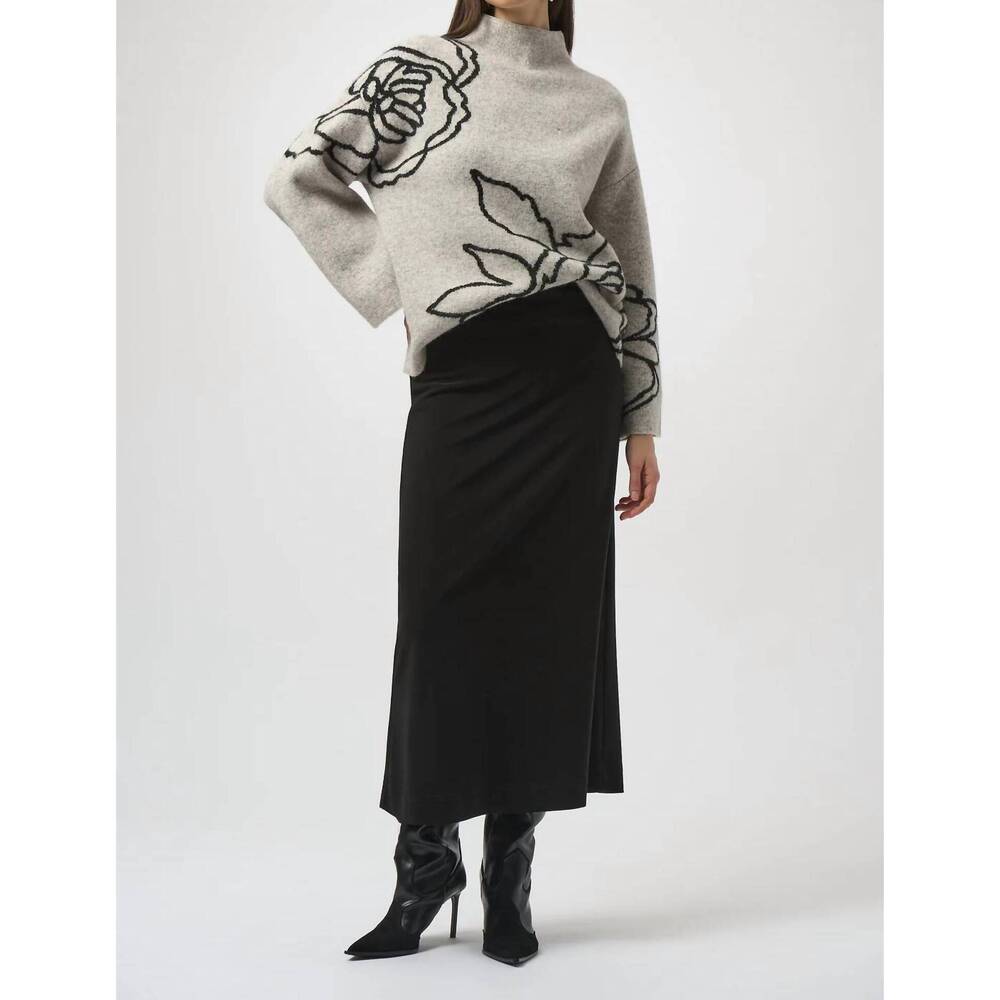 NEW JOSEPH RIBKOFF pull on back slit maxi skirt in black
